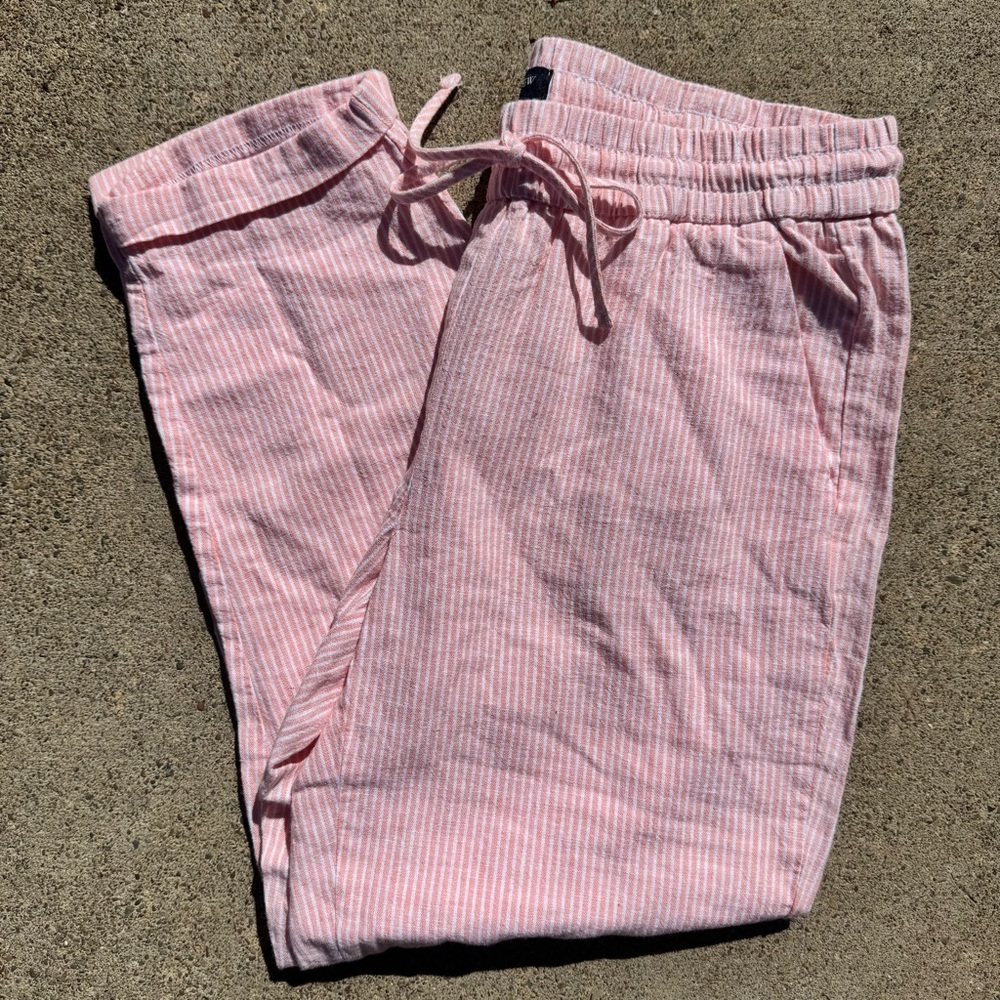 J. Crew Pink Striped Linen/Cotton Pants NWT Size 6